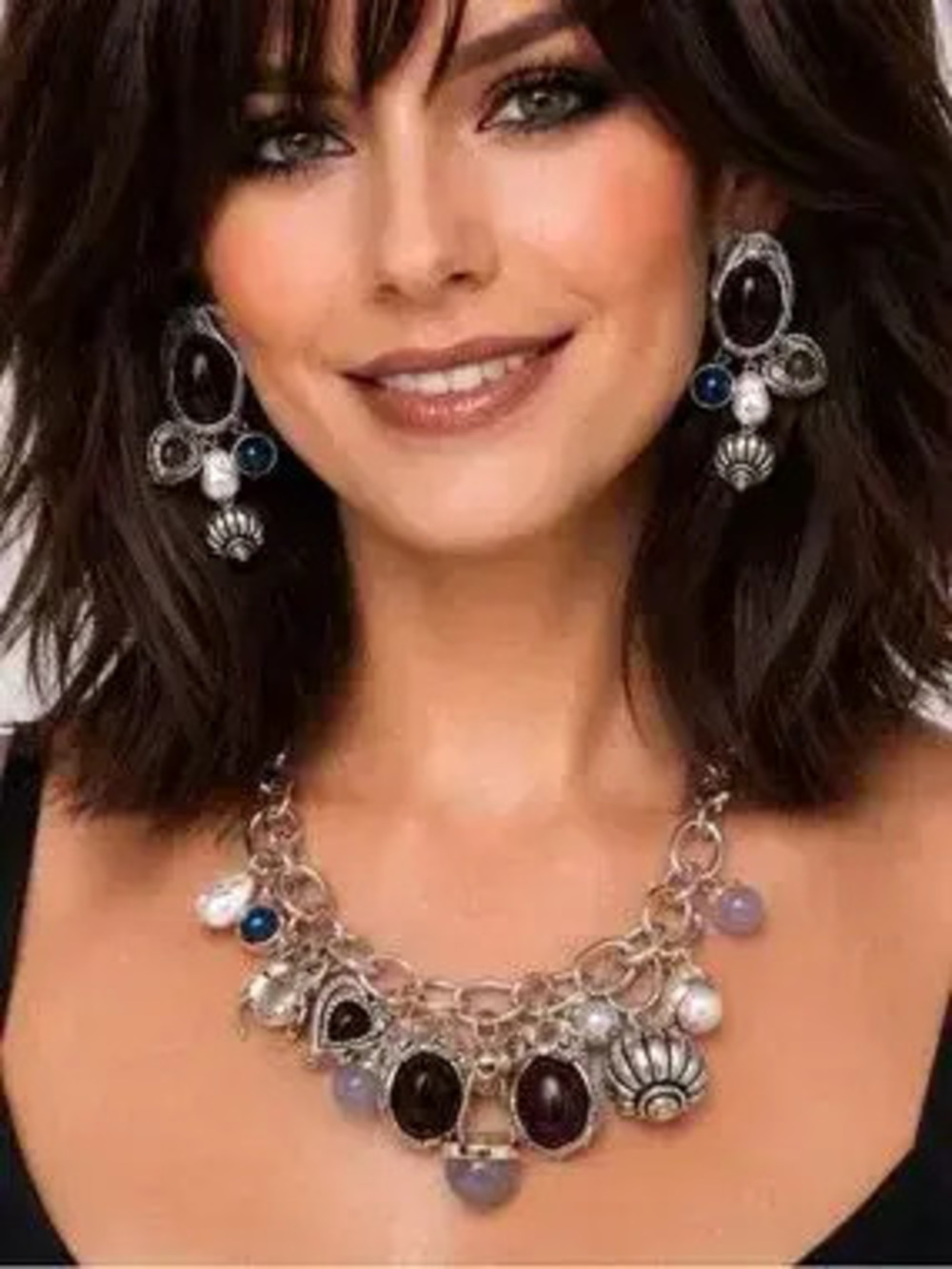 Stainless Steel Charm Necklace & Earrings Set